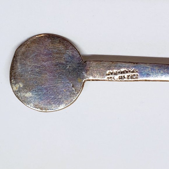 Vintage 925 Silver Spoon Taxco Mexico Souvenir Aztec Design 5.2g 3.5" - Picture 5 of 7